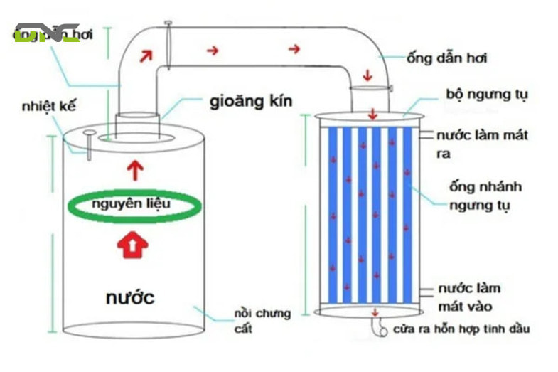 Cấu tạo của dây chuyền chưng cất tinh dầu